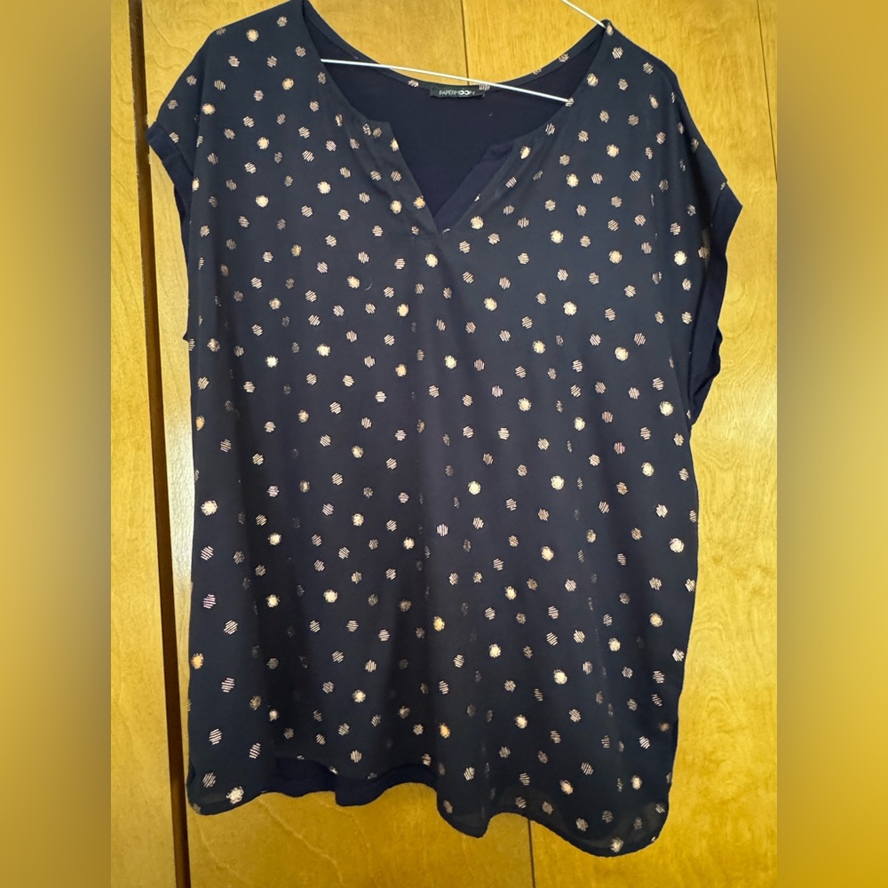 CLEARANCE Papermoon Navy and White Polka Dot Blouse